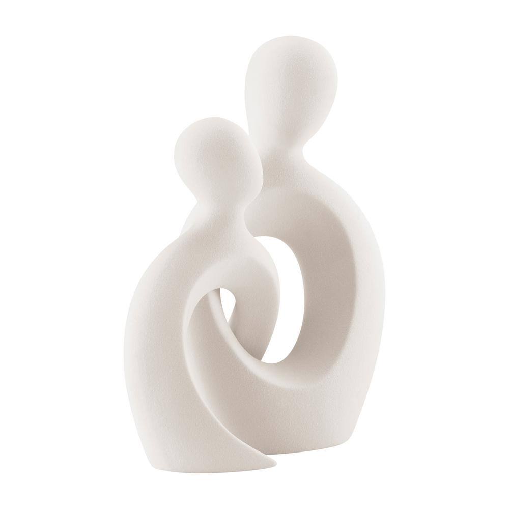 Hans Cream Abstract Intersecting Circle Couple Matte Ceramic Sculpture