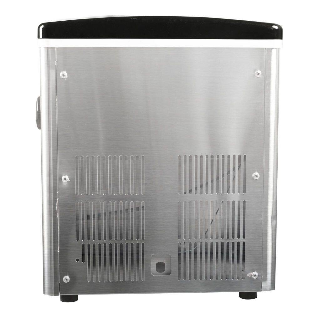 48 lb. Black Stainless Steel Freestanding Ice Maker with LED Control