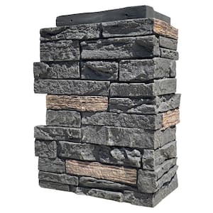 Slatestone Large 11.5 in. x 15.25 in. Polyurethane Faux Stone Outside Corner in Midnight Ash (4-Pack)