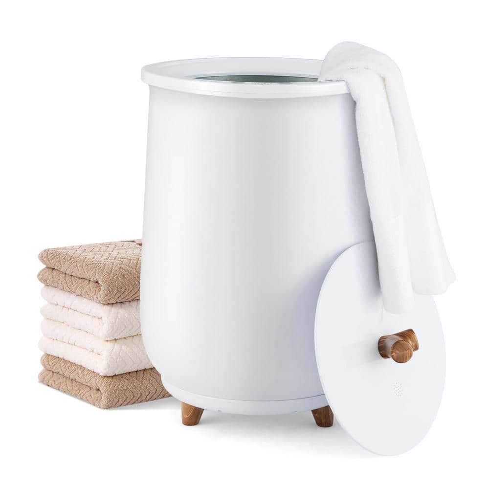 6-Towel Holder Countertop Towel Warmer Bucket in White with Fragrant Disc H