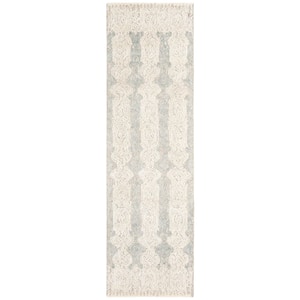 Glamour Gray/Ivory 2 ft. x 8 ft. Distressed Geometric Runner Rug