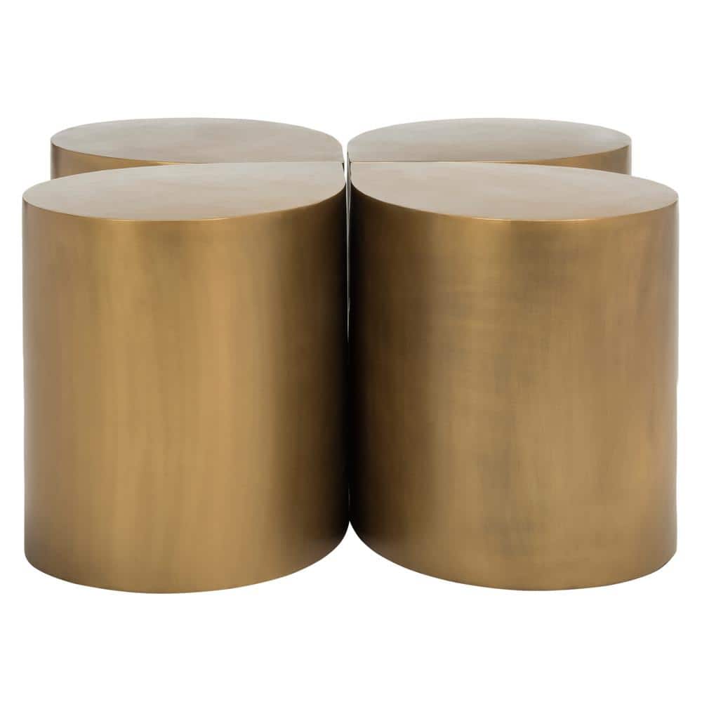 Tilly 38" Antique Brass Round Metal Coffee Table Set