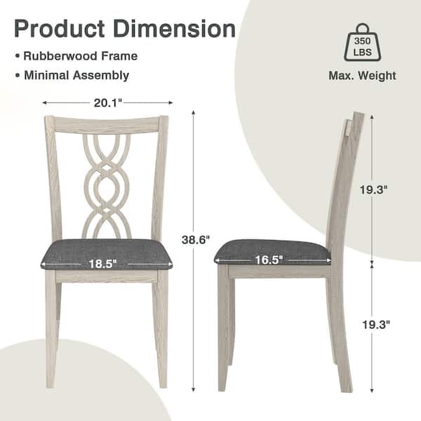 7-Piece Wood Top Gray Dining Table Set with Infinity Back Chairs and Upholstered Seats Farmhouse Kitchen Table Set for 6