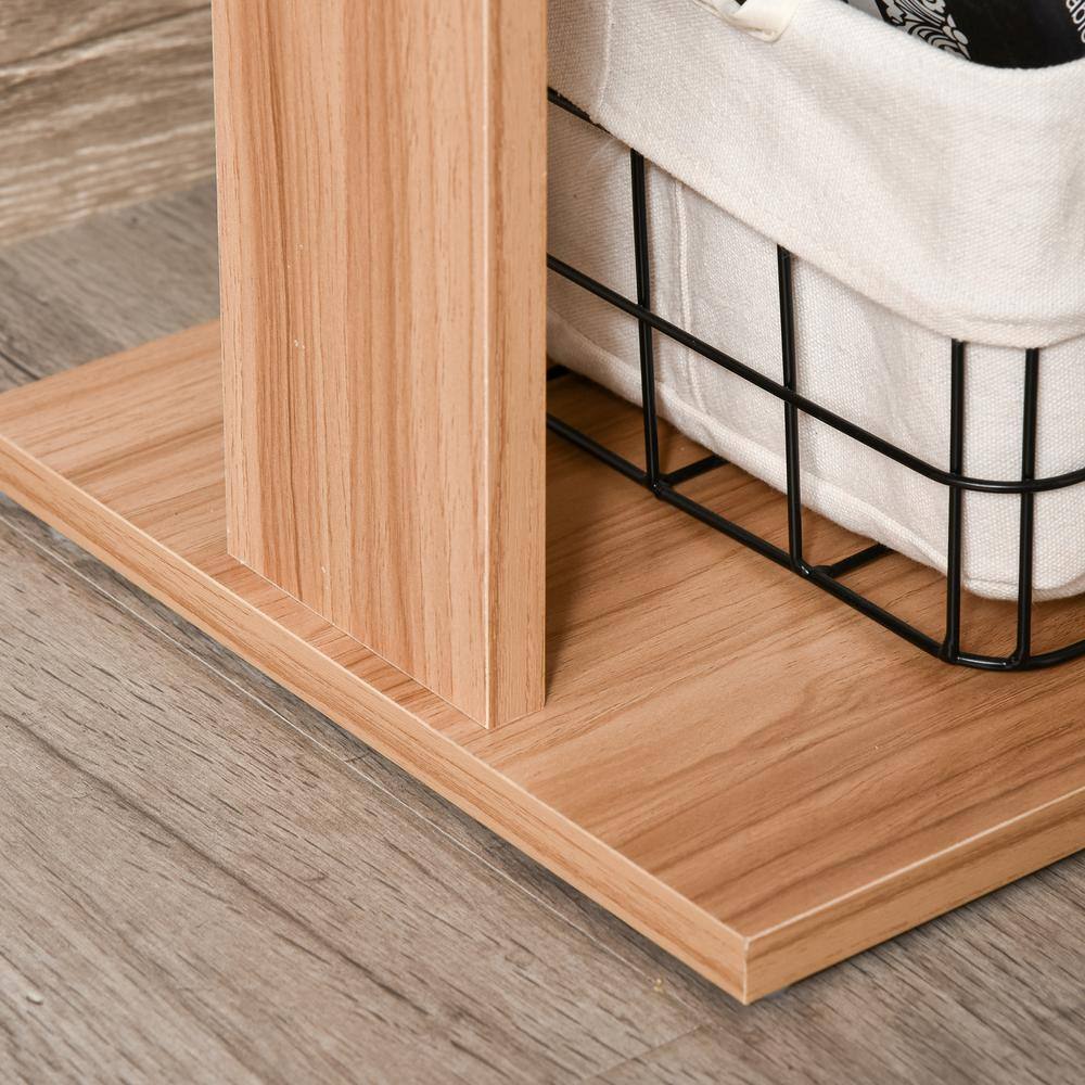 Modern Maple L-Shaped Rotating Corner Desk with Shelves