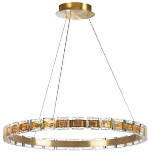 Camila 1-Light Dimmable Integrated LED Clear Crystal Ringed Chandelier for Dining Room