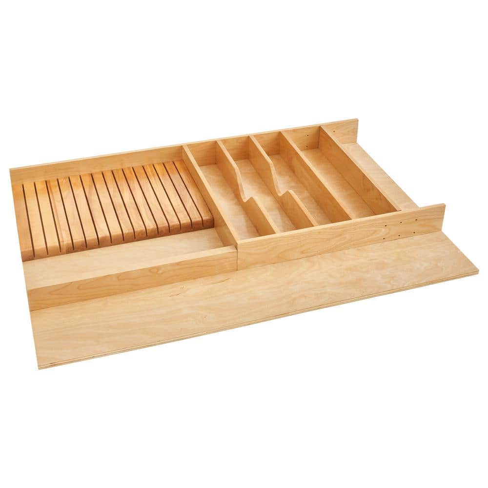 Maple 33.13 in. W x 22 in. D x 2.38 in. H Light Brown Wood Trim-to-Fit Shallow Knife Block Drawer Organizer Insert price history on PriceWatchPro