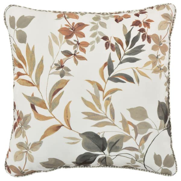 Evergreen Sage Polyester 16 in. x 16 in. Square Decorative Throw Pillow