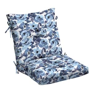21 in. x 21 in. Outdoor Plush Modern Tufted Blowfill Dining Chair Cushion, Blue Garden Floral