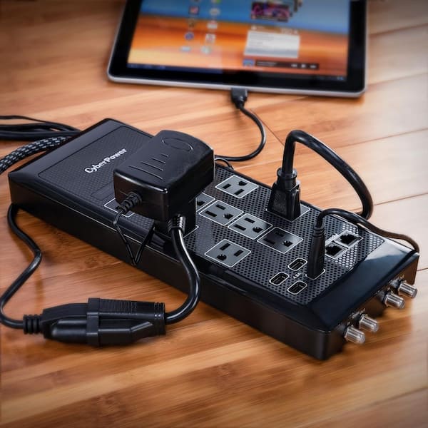 CyberPower 12-outlet Surge Protector 6ft Braided Cord With 4 USB Bonus for sale online 