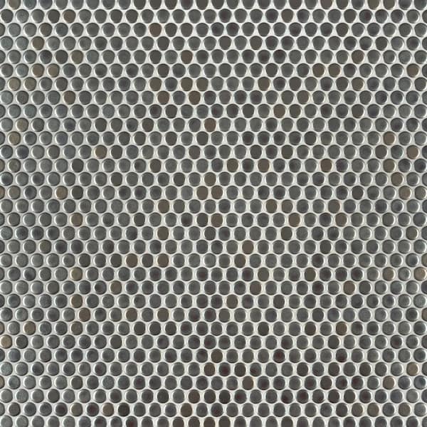 MSI Penny Round Metallico 12 in. x 13 in. x 6mm Glossy Porcelain Mesh-Mounted Mosaic Tile (14.4 sq. ft./case)