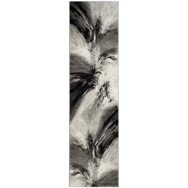 Glacier 2 ft. x 18 ft. Gray/Multi Abstract Runner Rug