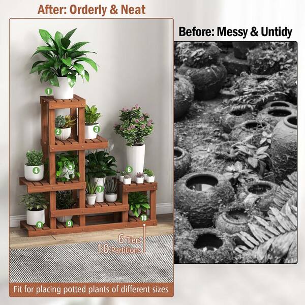 Costway 36 in. H x 35.5 in. W x 10 in. D Multi-Layer Wood Plant