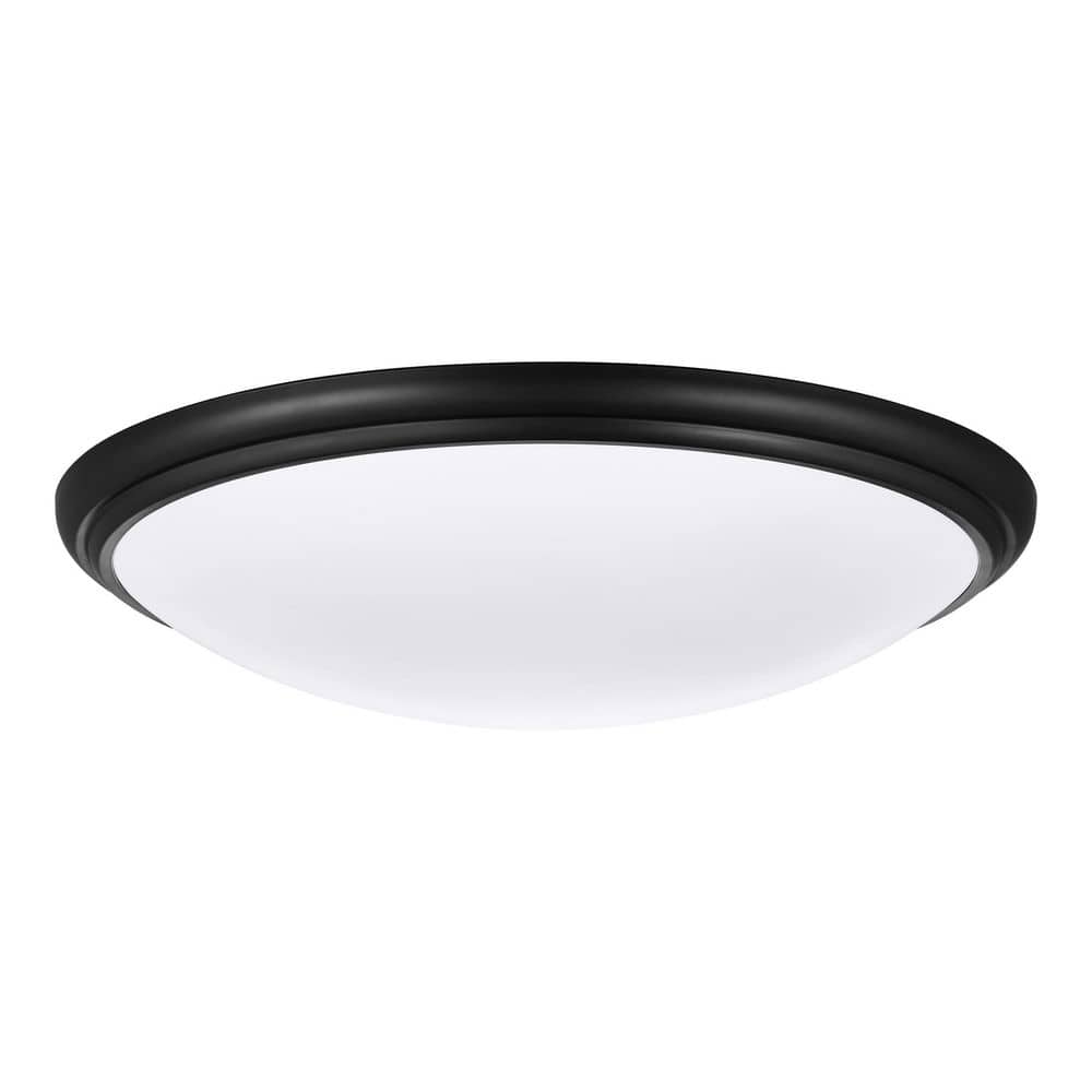 12 in. Light Matte Black and White Adjustable CCT Integrated LED Ceiling Fl