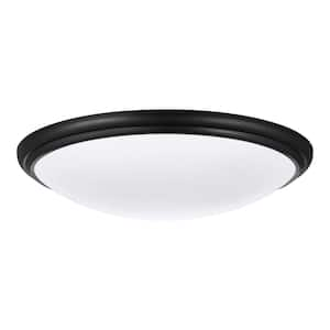 12 in. Light Matte Black and White Adjustable CCT Integrated LED Ceiling Flush Mount Fixture with Interchangeable Trim