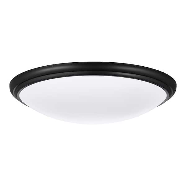 12 in. Light Matte Black and White Adjustable CCT Integrated LED Ceiling Flush Mount Fixture with Interchangeable Trim