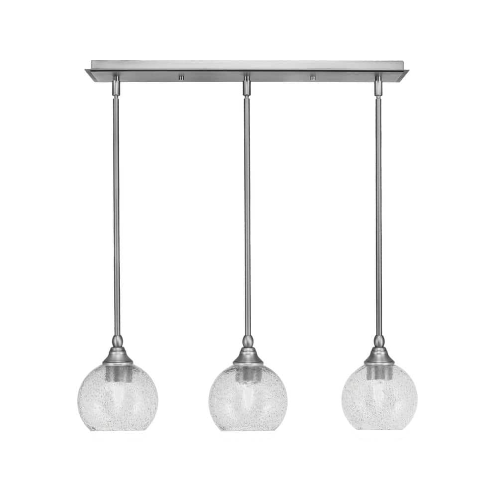 Livingston 100-Watt 3-Light Nickel Shaded Pendant Light with 5.75 in. Smoke