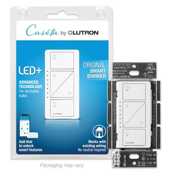 Lutron Caséta Wireless Smart Lighting Dimmer Switch for Wall and Ceiling Lights, PD-6WCL-WH-R, White
