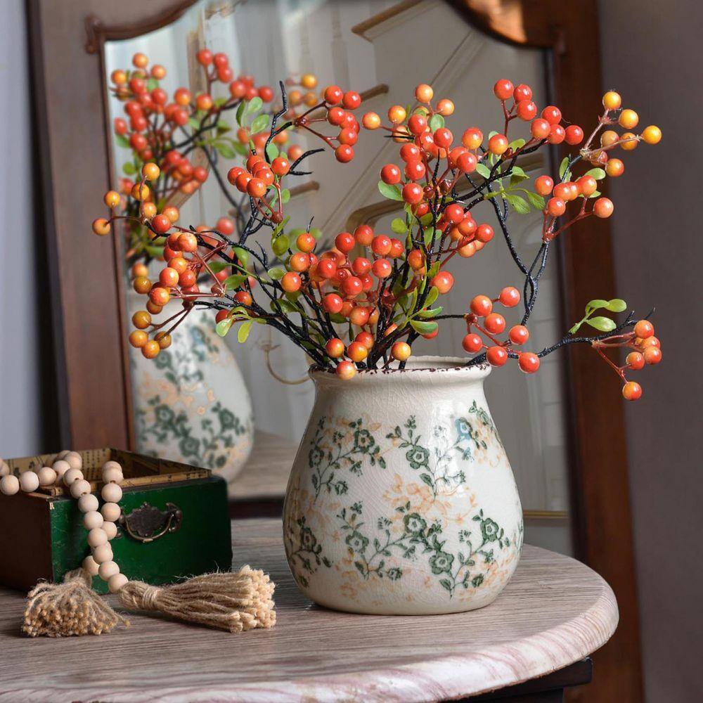 6 in. White Ceramic Round Vintage Flower Vase HDFJWXF2NZ - The
