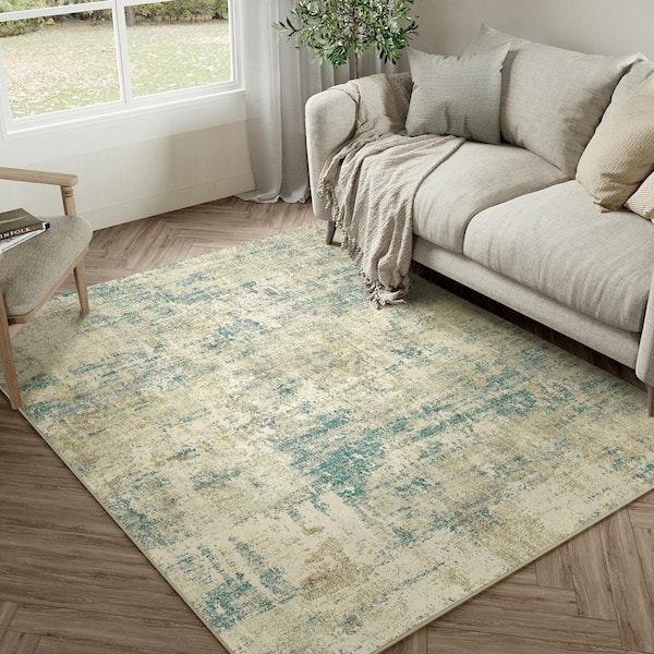 Morocco Blue/Brown 5 ft. x 7 ft. Modern Abstract Area Rug
