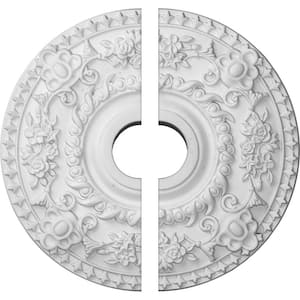 18 in. x 3-1/2 in. x 1-1/2 in. Rose Urethane Ceiling Medallion, 2-Piece (Fits Canopies up to 7-1/4 in.)
