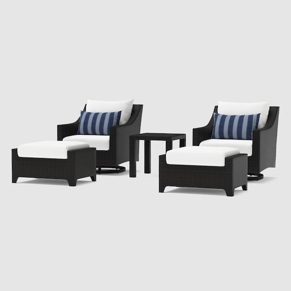 RST BRANDS Deco 5-Piece Wicker Motion Patio Conversation Set with Sunbrella Centered Ink Cushions