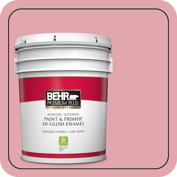 BEHR PREMIUM PLUS 5 gal. #M150-3 Apple Blossom Hi-Gloss Enamel Interior/Exterior Paint & Primer