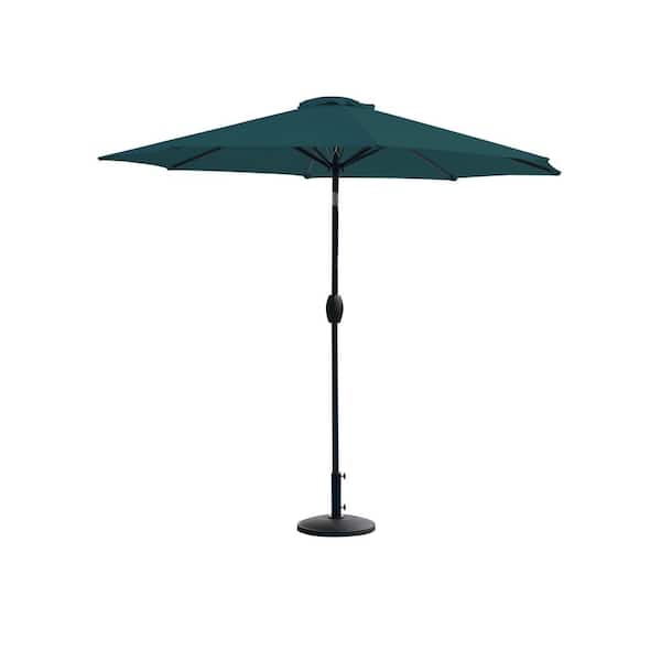 WESTIN OUTDOOR SUNSHADOW 9 ft. Tilt and Crank Patio Market Table Umbrella with Round Resin Base in Dark Green