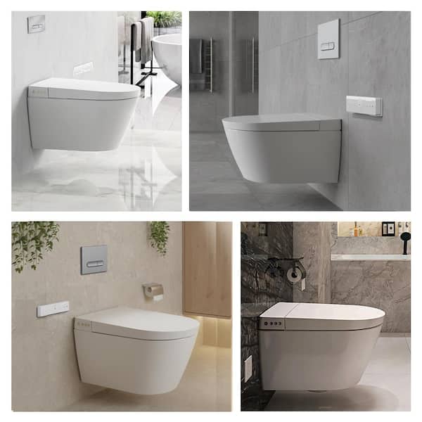 Wall Hung Toilet Bidet, with In-Wall Tank System, Elongated Dula Flush Smart Toilet, 1.1/1. 6GPF, Whiet Bidet Toilet