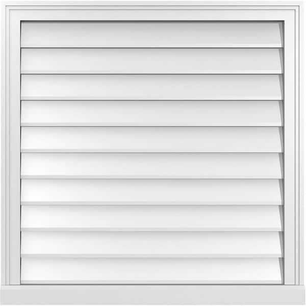 Ekena Millwork 32" x 32" Rectangular White PVC Paintable Gable Louver Vent Non-Functional