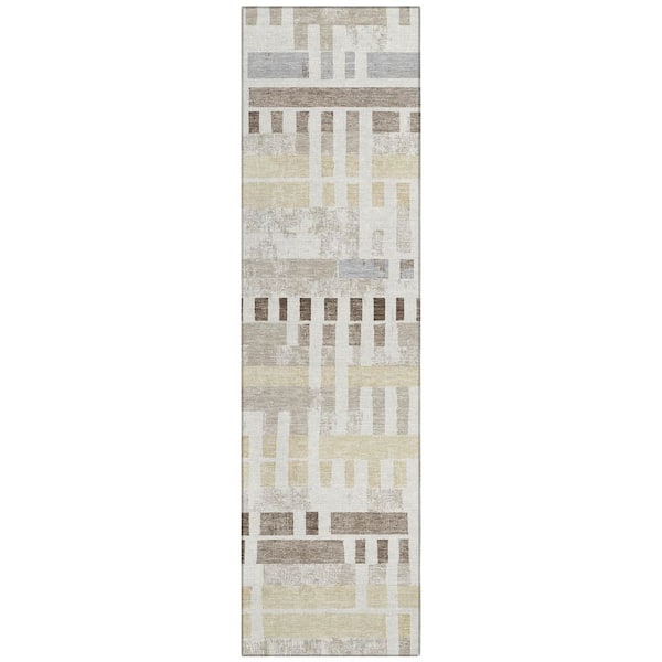 Chantille Machine Washable Indoor/Outdoor Abstract ACN2897 Ivory 2 ft. x 7 ft. Runner Rug