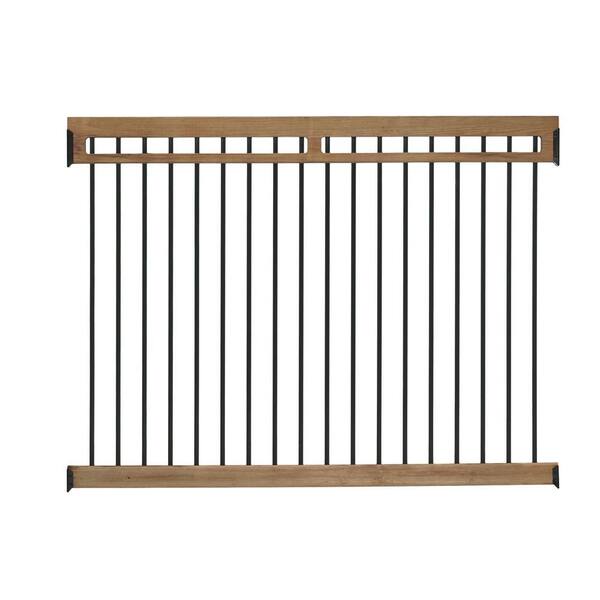 Unbranded 4.5 ft. H x 6 ft. W Cedar-Tone Colored Pressure-Treated Pine Pool Fence Kit with Aluminum Pickets