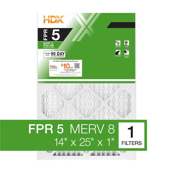 HDX 14 in. x 25 in. x 1 in. Standard Pleated Air Filter FPR 5, MERV 8