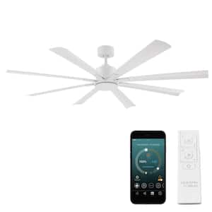 Size Matters 65 in. Smart Indoor/Outdoor Matte White Windmill Ceiling Fan with Remote