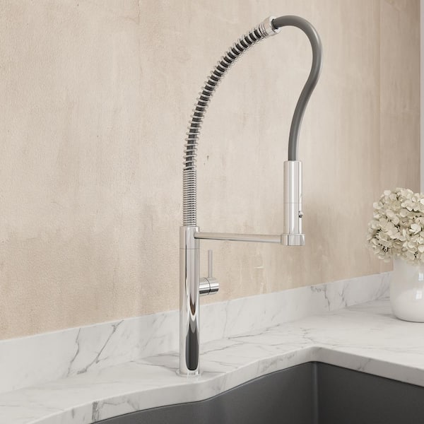 Baveno Pro Single Handle Pull Down Sprayer Kitchen Faucet in Chrome