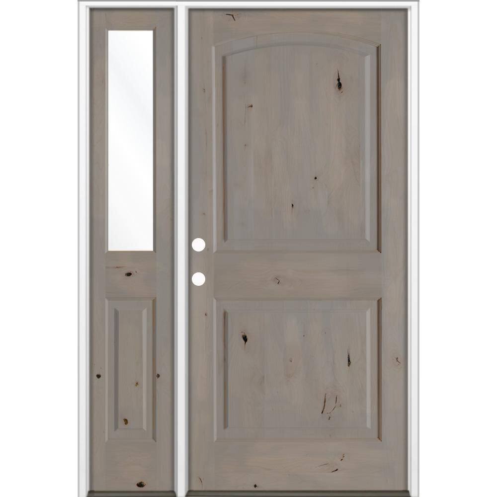 46 in. x 80 in. Knotty Alder 2-Panel Right-Hand/Inswing Clear Glass Weathered Gray Stain Wood Prehung Front Door LHSL price history on PriceWatchPro