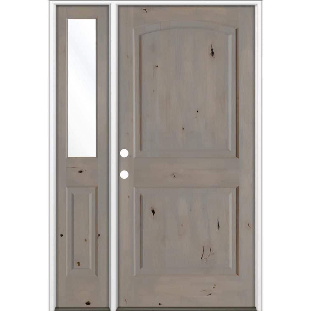 50 in. x 80 in. Knotty Alder 2-Panel Right-Hand/Inswing Clear Glass Weathered Gray Stain Wood Prehung Front Door LHSL price history on PriceWatchPro