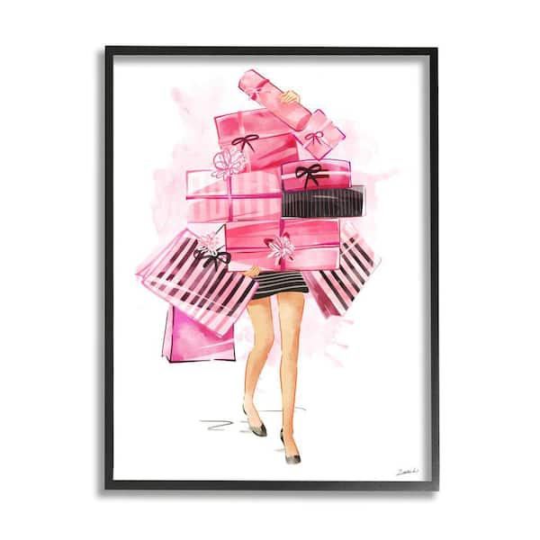 The Stupell Home Decor Collection Watercolor High Fashion Bookstack Padded  Pink Bag Wall Plaque Art, 12 x 12, Pink, for Bedroom