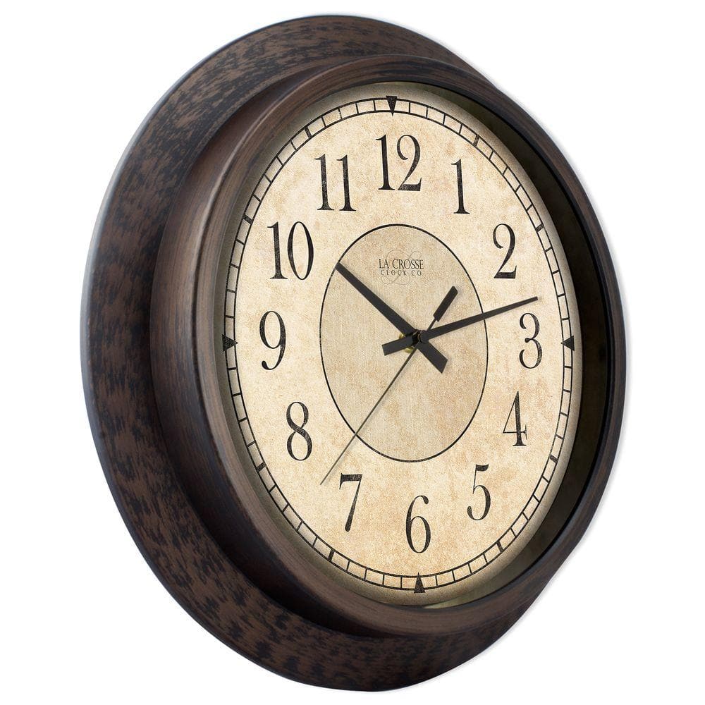 Rustic Brown 14" Round Analog Wall Clock