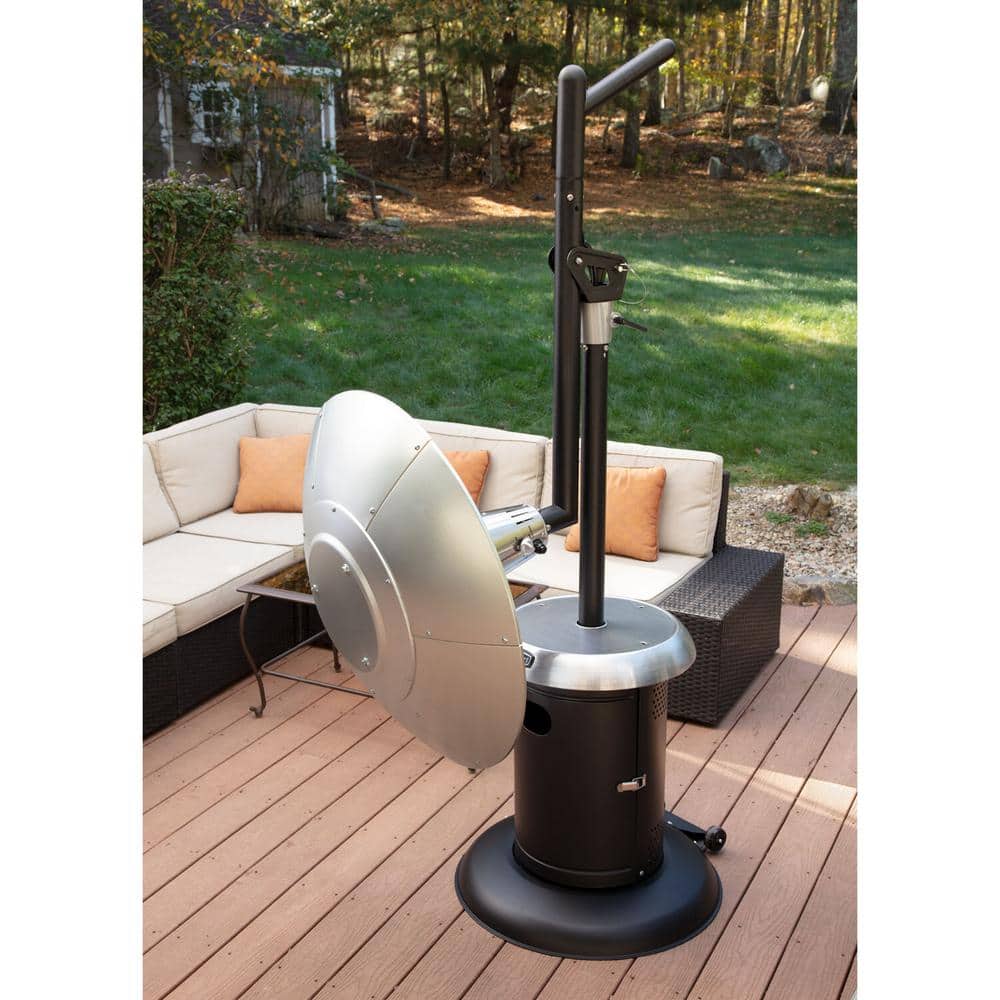 Extra Large Black and Silver Propane Patio Heater with Drink Table