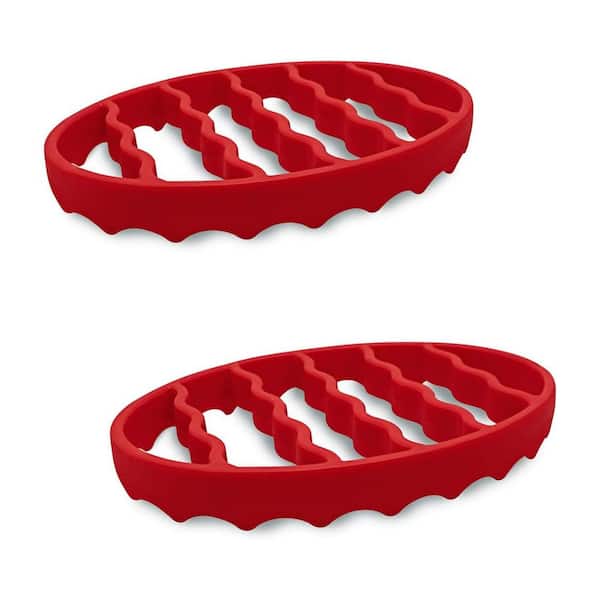 Red Silicon Oval Nonstick Roasting Rack Heat Resistant Food-Grade Material for Baking Cooking Steaming, 2 Set