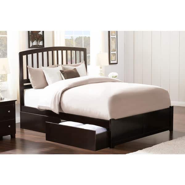 AFI Richmond Espresso Queen Solid Wood Storage Platform Bed with Flat Panel Foot Board and 2 Bed Drawers