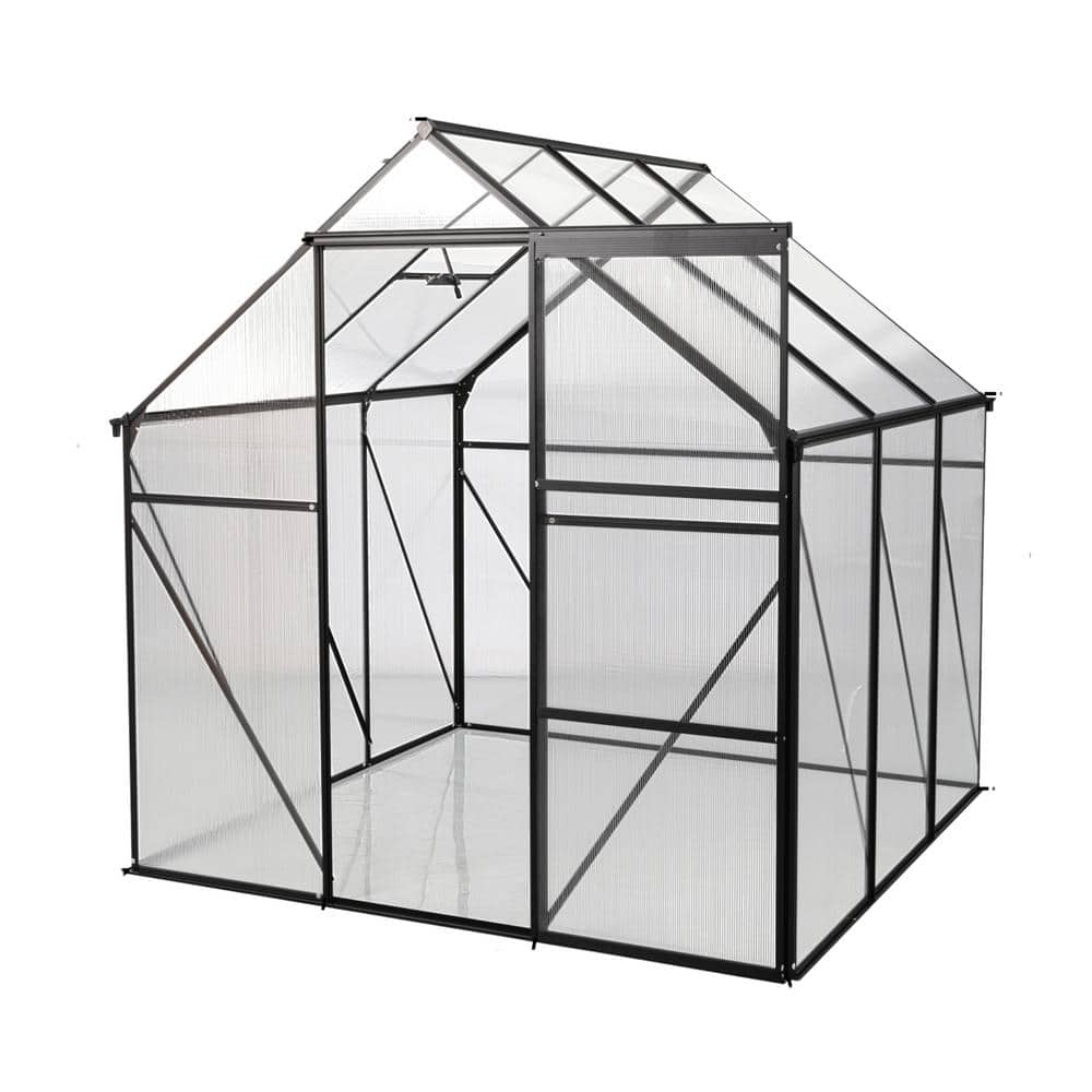 74 in. W x 74 in. D x 75 in. H Polycarbonate Greenhouse Raised Base and Anc