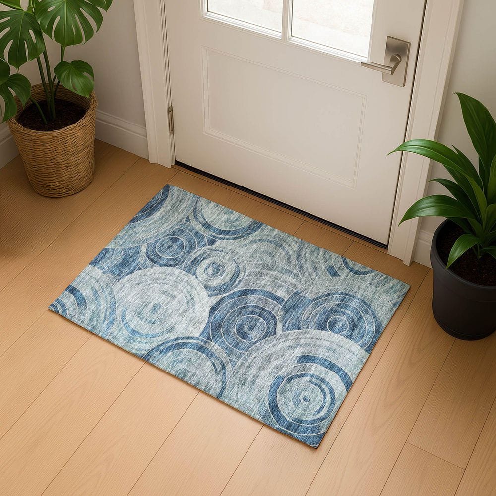 Mayfield Premium Machine Washable Abstract AMF1750 Blue 2 ft. x 3 ft. Area Rug price history on PriceWatchPro