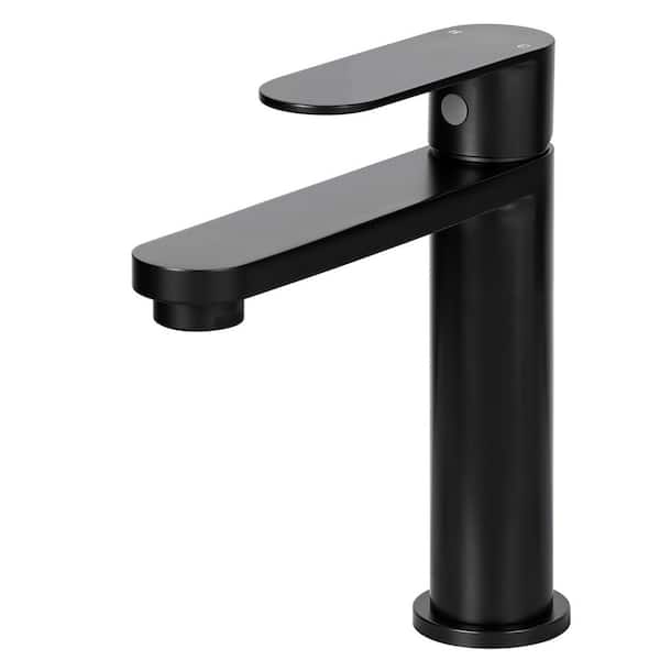 Akicon Single Handle Single Hole Bathroom Sink Faucet in Black