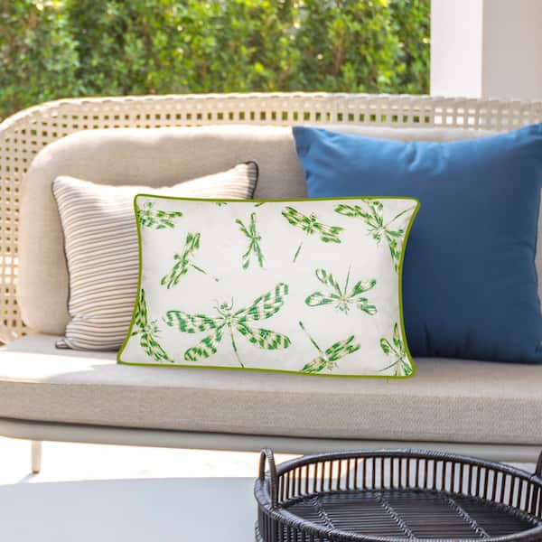 Edie@Home Indoor Outdoor 2-Tone Intricate Woven Throw Pillow, Green, 18x18