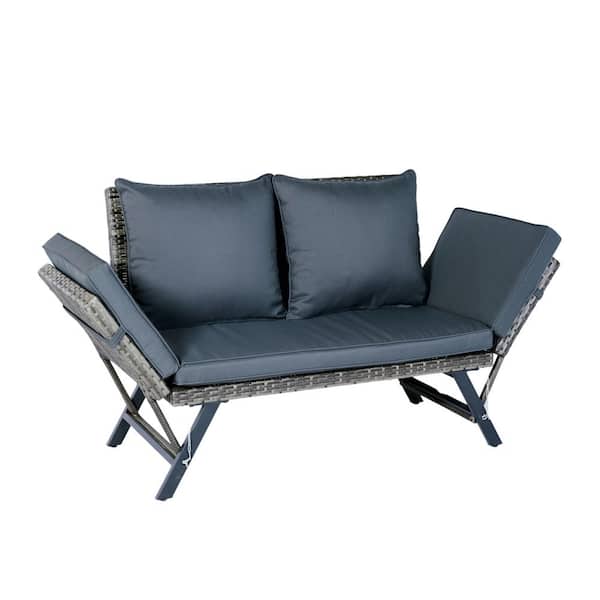 Cesicia 4-Piece Wicker Patio Conversation Set with Gray Cushions