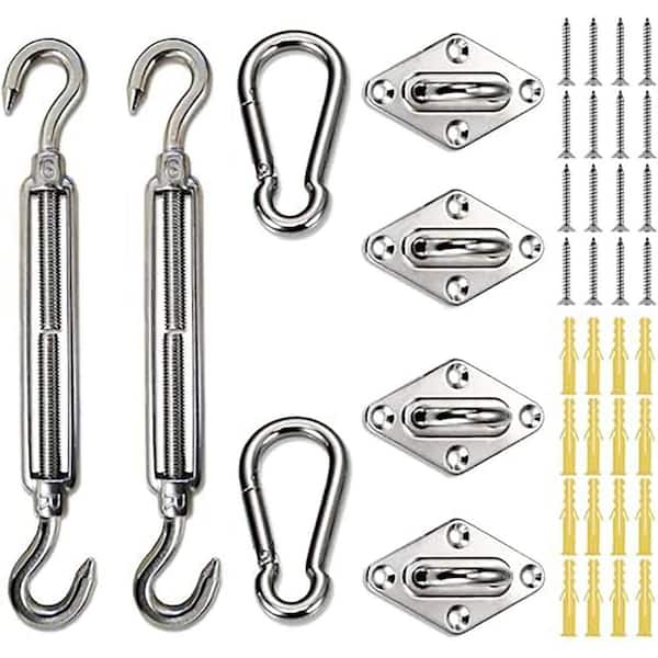 Triangle Rectangle Shade Sail Hardware Kit-Heavy Duty 304 Stainless Steel Turnbuckles for Sun Shade Sail Accessories