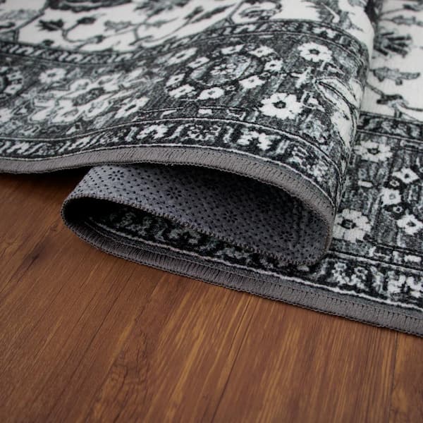 Grey 3 ft. x 5 ft. Machine Washable Accent Rug Ramage