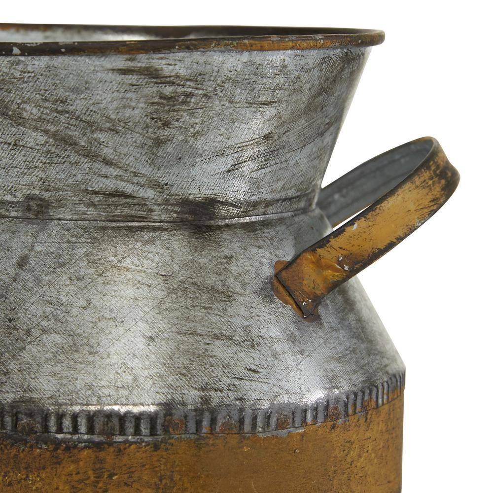 Gray and Rust Tin Farmhouse Jar-Shaped Table Vase