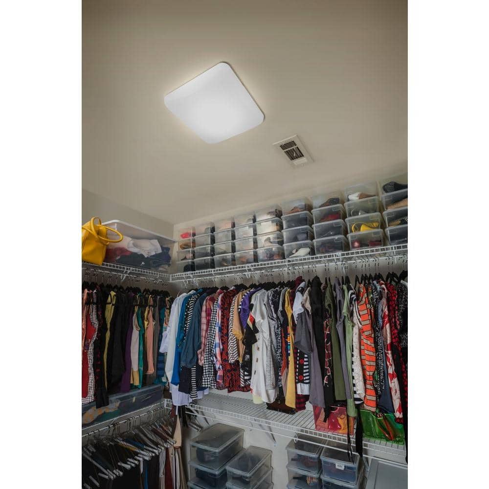11 in. Square Low-Profile White Integrated LED Flush Mount price history on PriceWatchPro